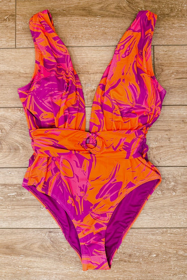 Print V-Neck One Piece