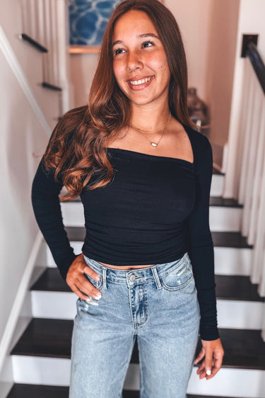Square Neck Ruched Top