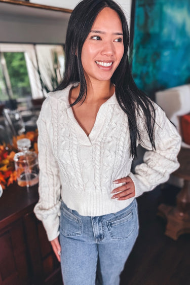 Cropped Collared Sweater