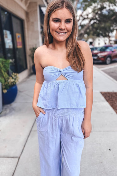 Strapless Peplum Crop Top