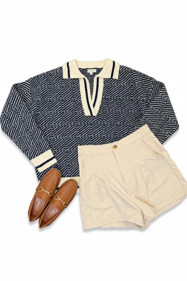 Print Collared Sweater