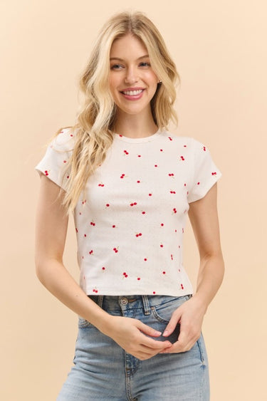 Diamond Polka Dot Pointelle Crop Top