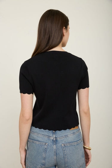 Scalloped Short Sleeve Cardigan