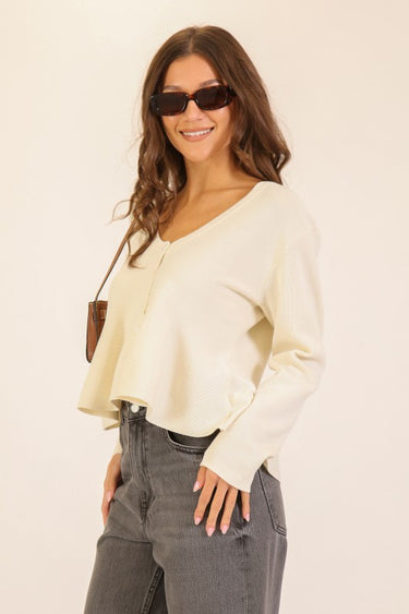 V-Neck Flare Sweater