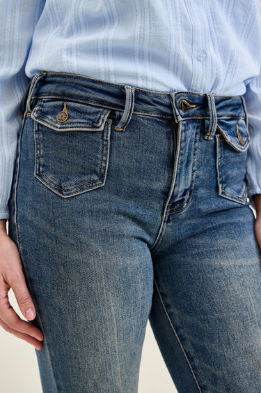 Medium Rise Front Pocket Flare
