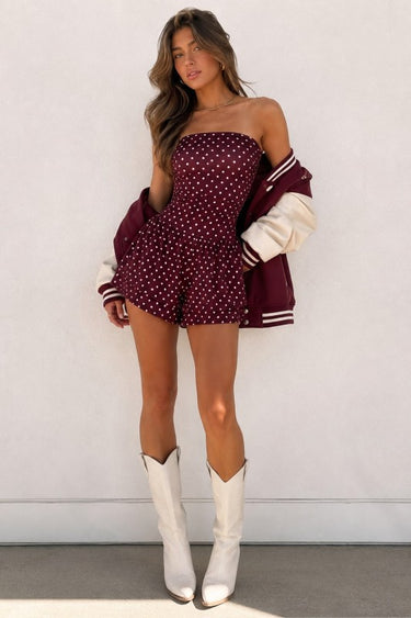 Polka Dot Strapless Romper