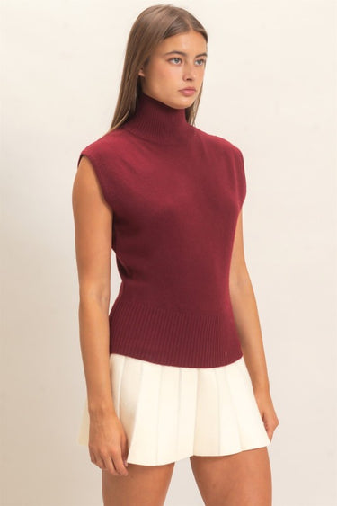 Mock Neck Sleeveless Sweater