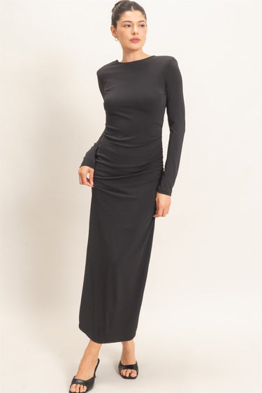 Long Sleeve Open Back Maxi Dress