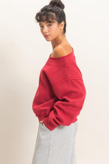 Off The Shoulder Cropped Sweatshirt