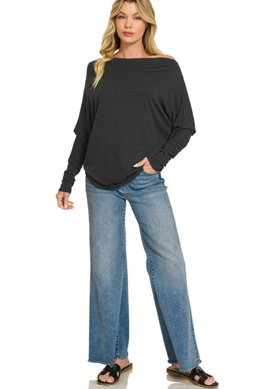 Boat Neck Dolman Sleeve Top
