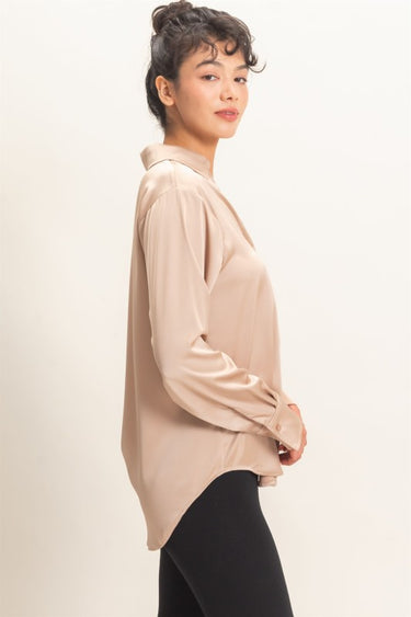 Satin Button Down Blouse
