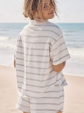 Short Sleeve Button Down Blouse