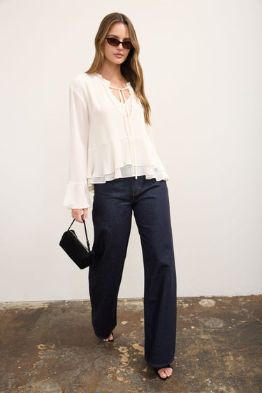 Tie Tiered Ruffle Blouse