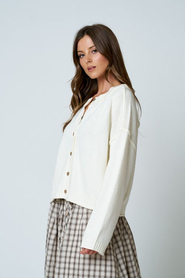 Button Raw Edge Cardigan
