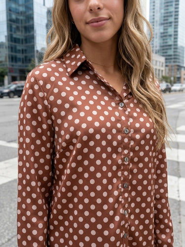 Polka Dot Button Down Blouse