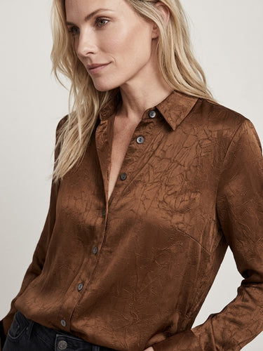 Button Down Crinkle Satin Blouse