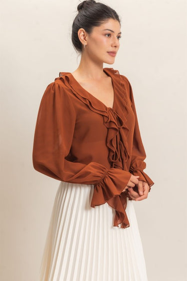 Ruffle Tie Front Cardigan