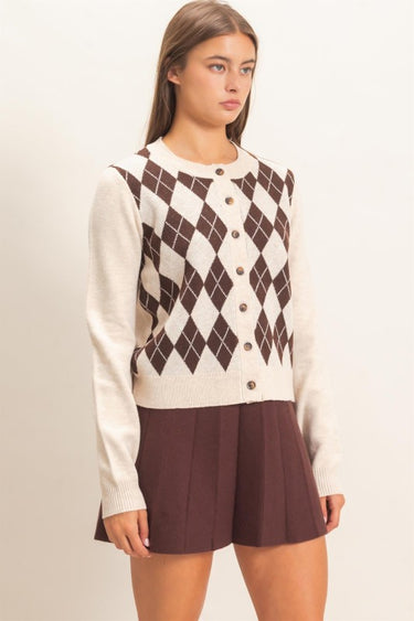 Argyle Crewneck Cardigan