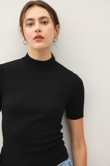 Short Sleeve Mockneck Sweater