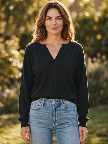 Slit Neck Sweatshirt