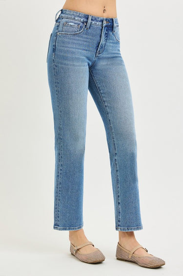 Mid Rise Ankle Straight Jean