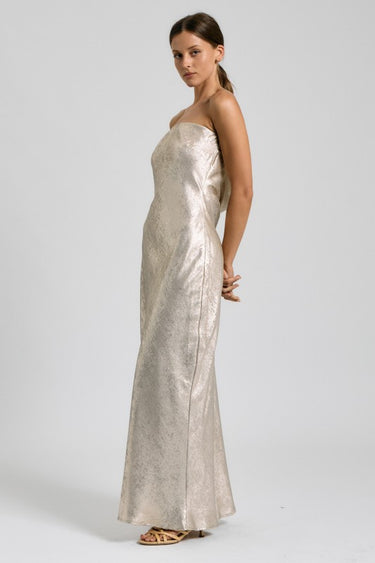 Foiled Tube Maxi Dress With Draping Back