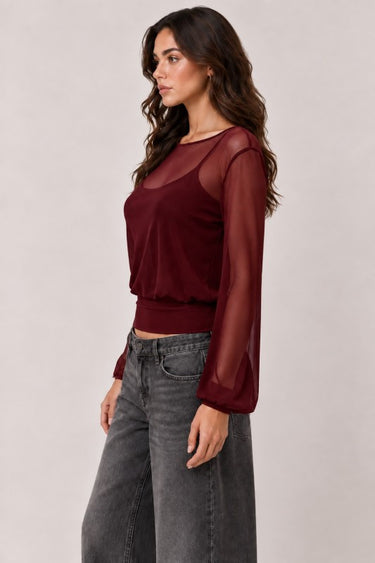 Sheer Mesh Blouse