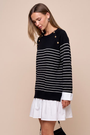 Striped Layered Sweater Dress
