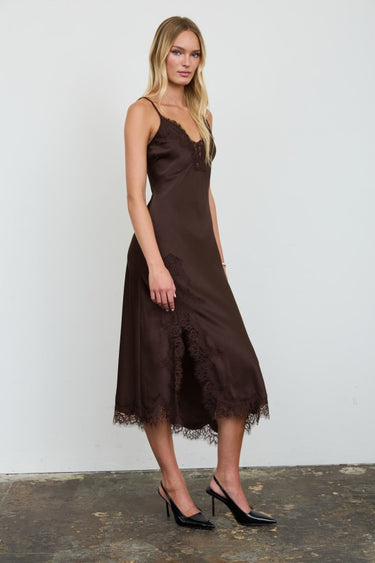 Deep V Lace Trim Slip Dress