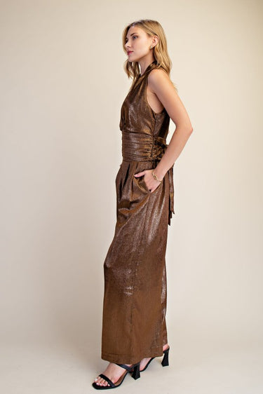 Metallic Wide Leg Pants