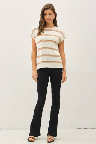Striped Short Sleeve Sweater