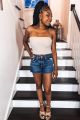 Cut Off Side Slit Shorts Dark