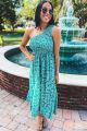 Smocked Floral Maxi Dress Green