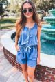 Print Romper Denim