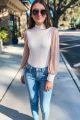 Sequin Sleeve Knit Top