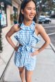 Gingham Romper Blue