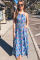 Halter Print Maxi Dress Blue