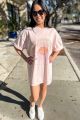 FL Basketball Oversized Tee Pink