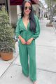 V-Neck Jumpsuit Green