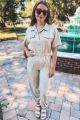 Button Jumpsuit Taupe