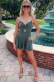 Twist Front Dress With Built In Shorts Olive