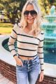 Knit Striped Crop Top Taupe