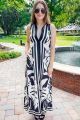 Button Down Print Maxi Dress Black