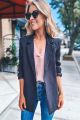 Ruched Sleeve Blazer