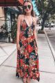 Smocked Print Maxi Dress