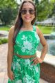 Print Crop Top Green