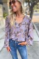 Floral Print Blouse Plum