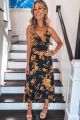 Floral Wrap Maxi Dress Black