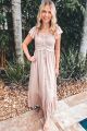 Smocked Woven Maxi Dress Taupe