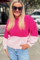 Colorblock Sweater Fuchsia